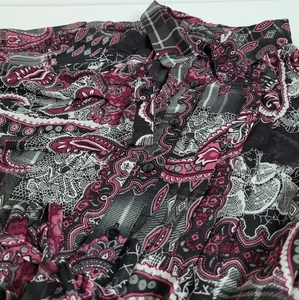 Dots black paisley‎ chiffon top, size L